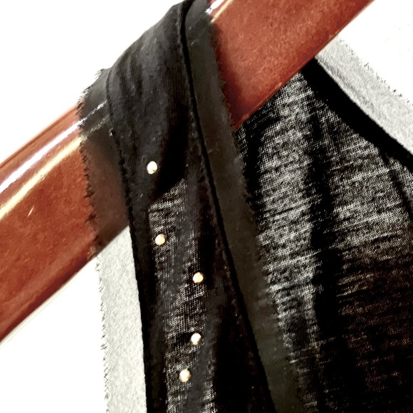 Long black sheer tank with gold studs - Picture 2 of 3